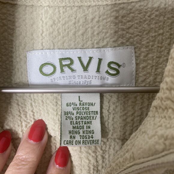 ORVIS Key Lime Full Zip Womens Crinkle Jacket‎ Size L With Front Zipper Pockets - Picture 2 of 9